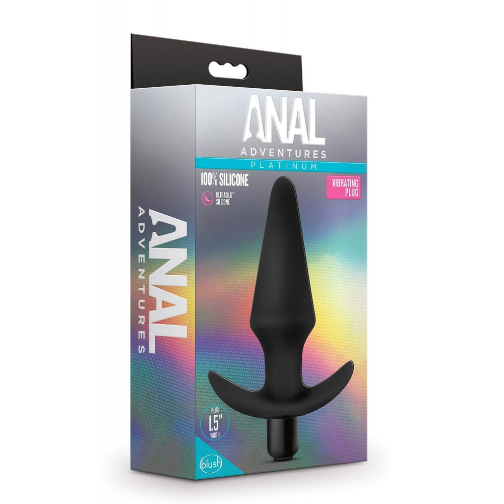 Секс игрушки - Анальная пробка с вибрацией Blush Anal Adventures черная, 12.7 х 3.8 см 1