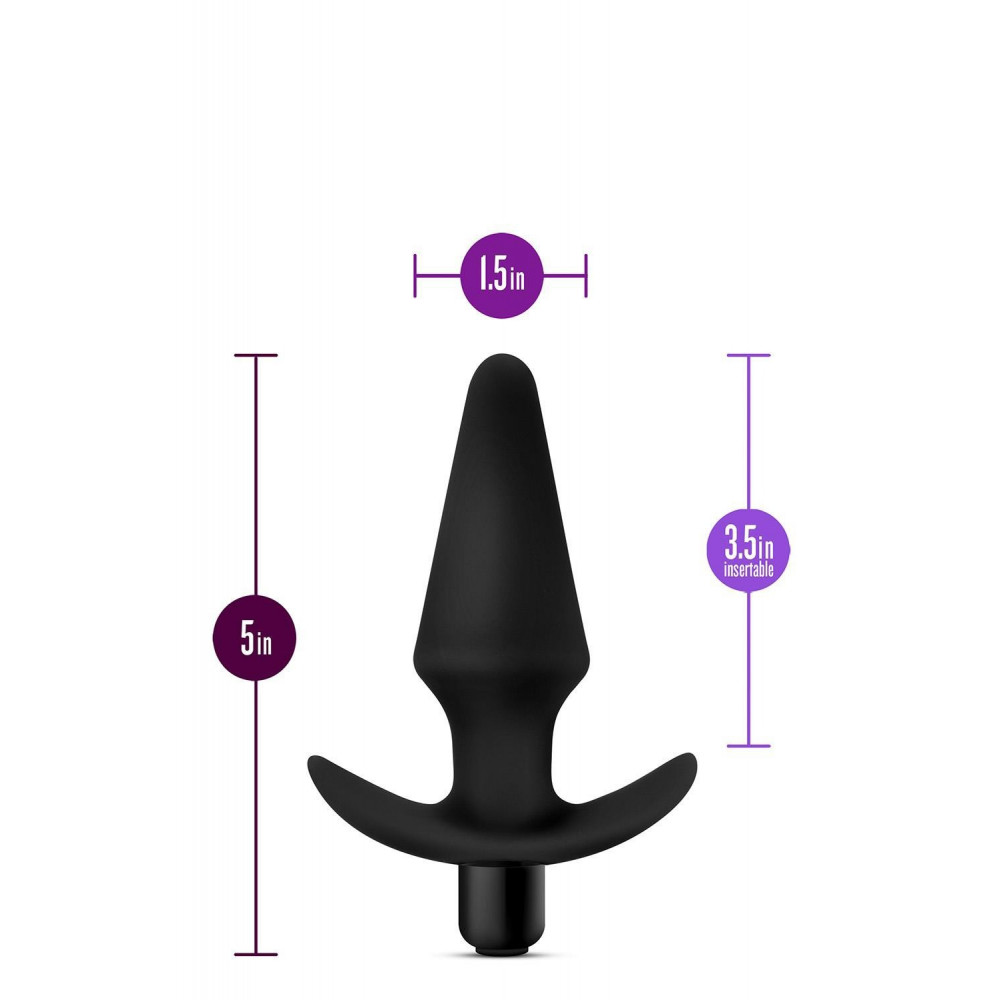 Секс игрушки - Анальная пробка с вибрацией Blush Anal Adventures черная, 12.7 х 3.8 см 2