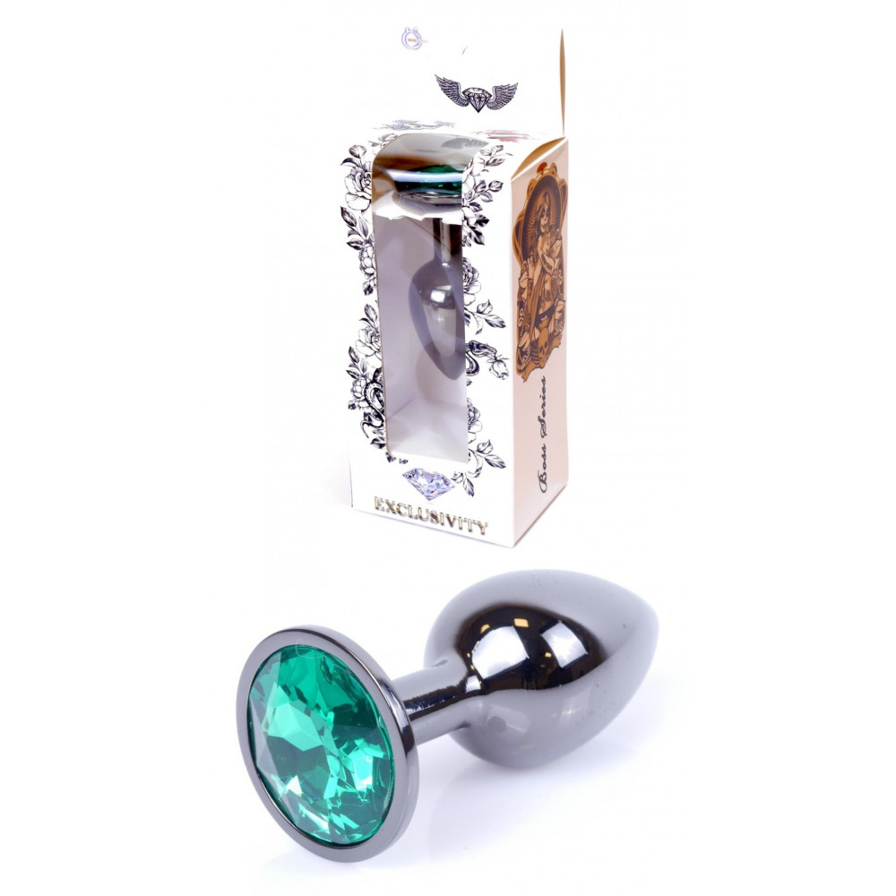 Анальные игрушки - Анальная пробка Boss Series - Jewellery Dark Silver PLUG Green S, BS6400033