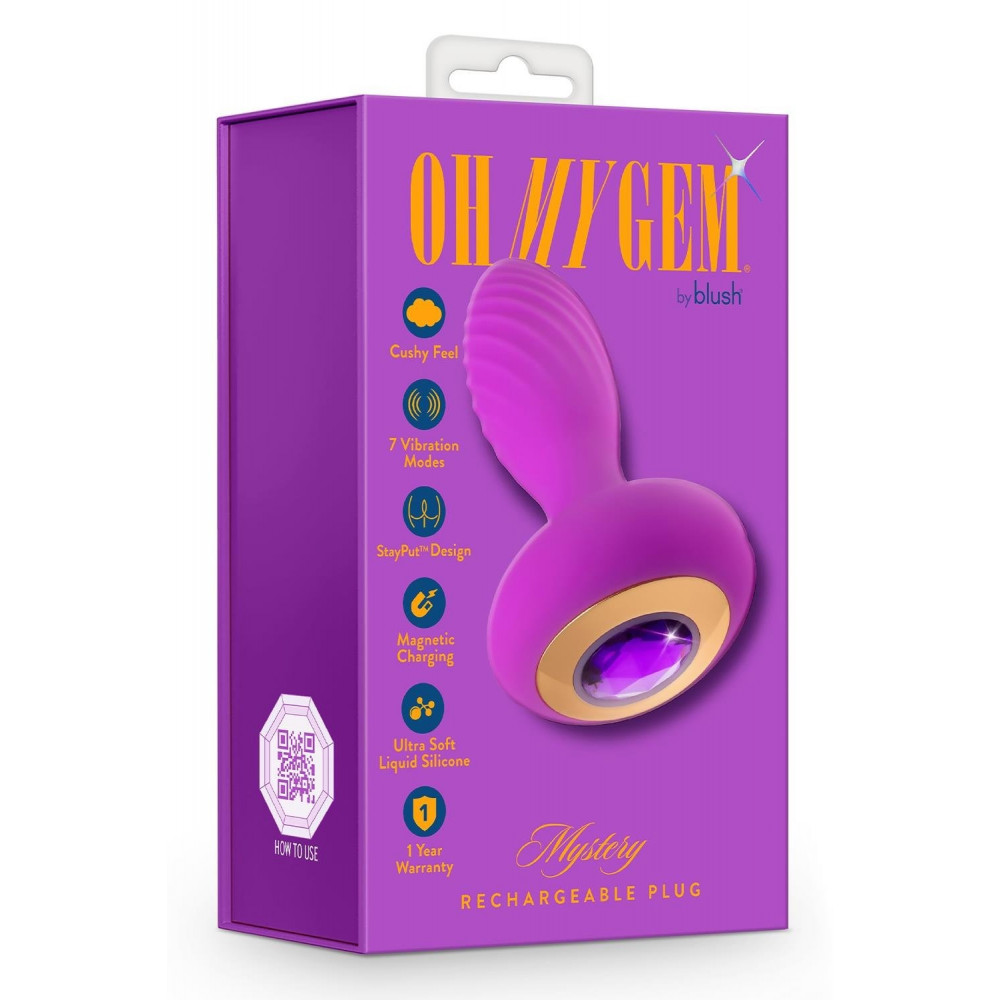 - Анальний вібратор зі стразом Blush Oh My Gem Charm Amethyst колір фуксія 7