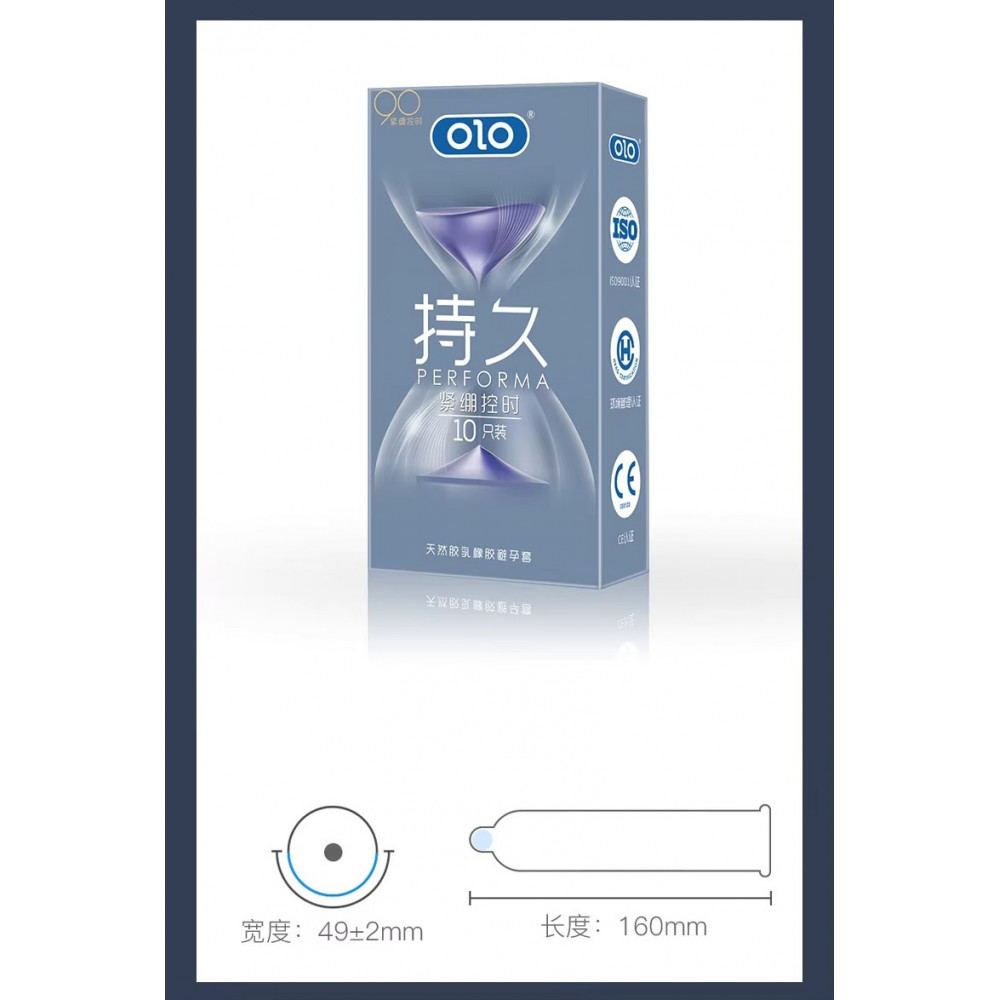 Різне - Ароматизовані ультратонкі презервативи з гіалуроновою кислотою та пролонгуючим ефектом OLO - PERFORMA Tightening Time Control, 10 шт 2