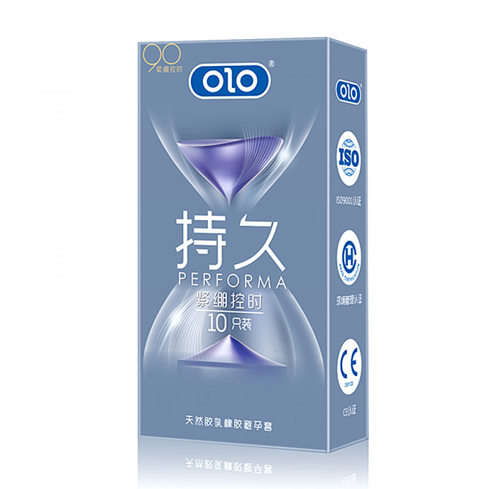 Різне - Ароматизовані ультратонкі презервативи з гіалуроновою кислотою та пролонгуючим ефектом OLO - PERFORMA Tightening Time Control, 10 шт 3