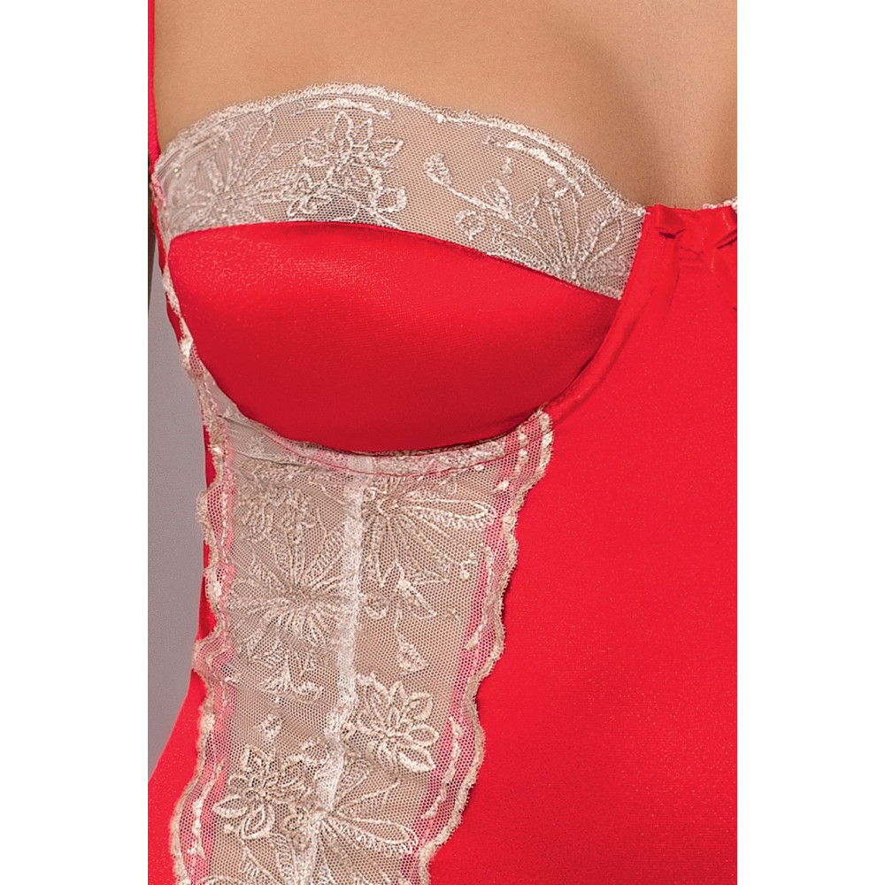 Эротические пеньюары и сорочки - Сексуальное платье с узорчатыми вставками, red, S/M 2
