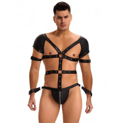 Боди-портупея мужская Star Night с ограничителями и молнией, черная, M