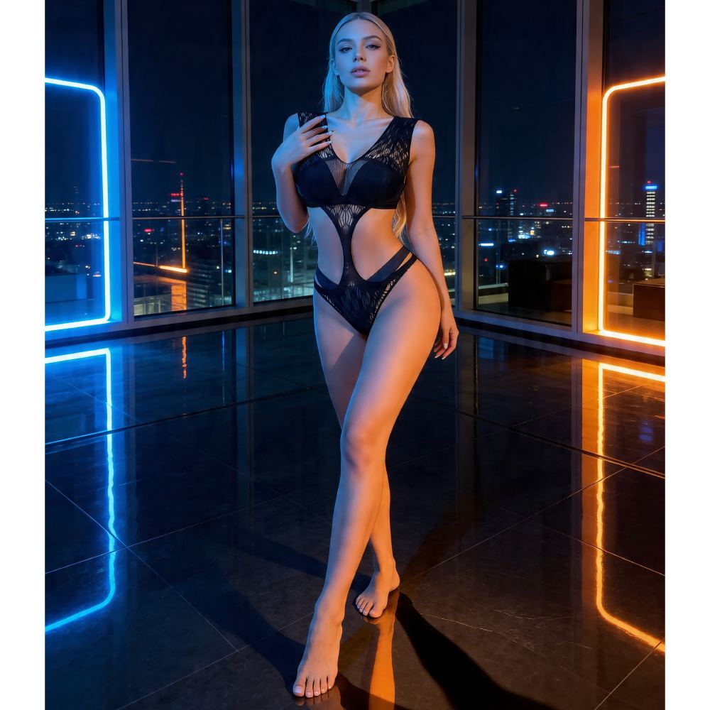 - Боді з вирізами по боках Star Night, чорне, OS (S-L) 3