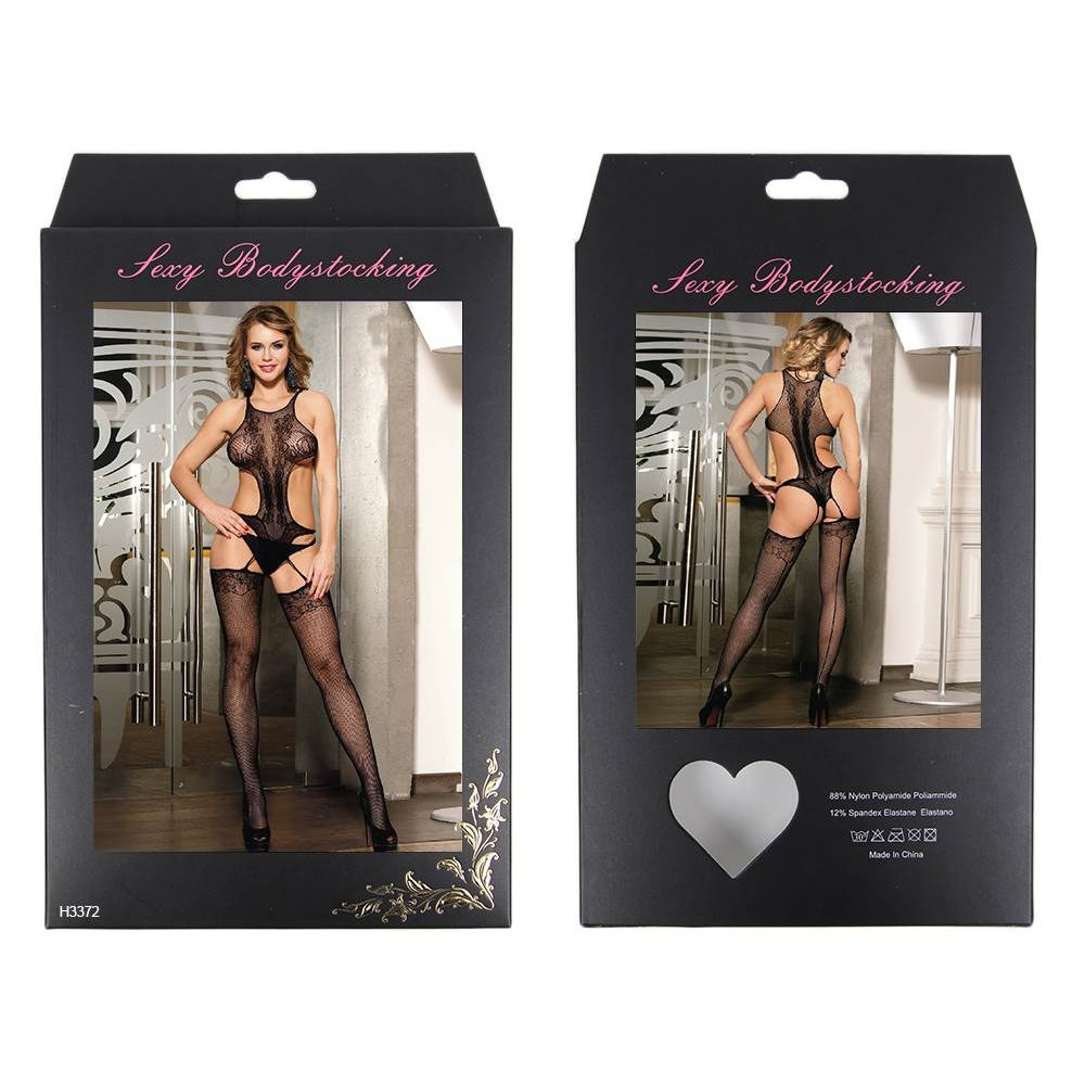 Різне - Комбінезон ажурний Star Night з квітковим візерунком, чорний 4