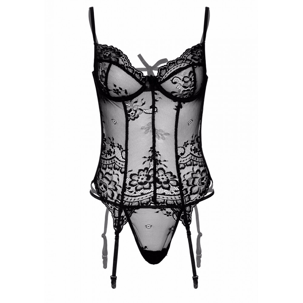 Разное - Корсет полупрозрачный Daring Intimates, со стрингами, черный, S/M 4