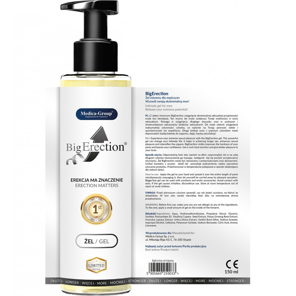 Різне - Лубрикант та гель 2-в-1 для ерекції та пролонгації BigErection Medica, 150 мл 1