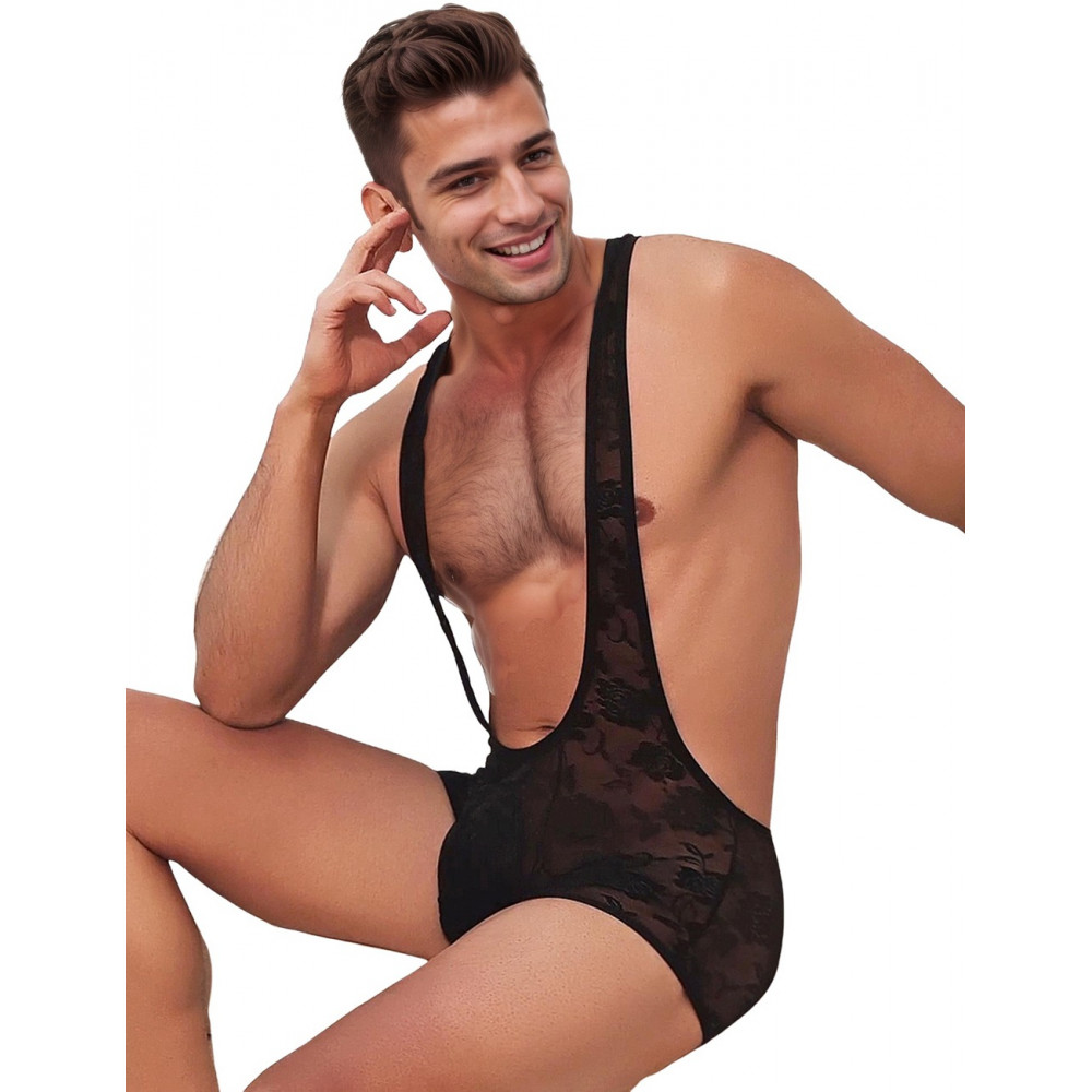 Різне - Чоловічий комбінезон-шорти Star Night мереживний, чорний, M 3