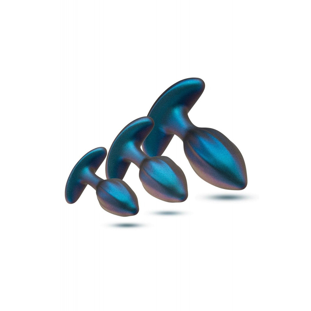 Разное - Набор анальных пробок с вибрацией Blush Anal Adventures на пульте управления, голубые 2