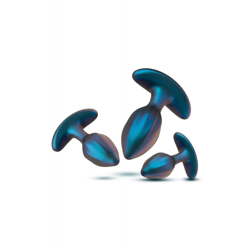 Разное - Набор анальных пробок с вибрацией Blush Anal Adventures на пульте управления, голубые 1