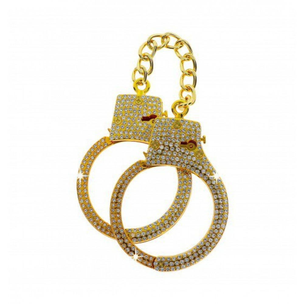 БДСМ игрушки - Наручники золотые украшенные камнями Diamond Wrist Cuffs Gold Taboom 2