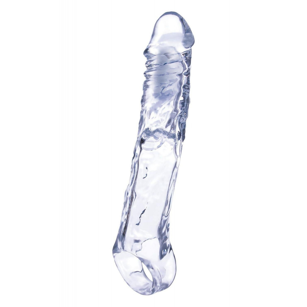 Різне - Насадка на пеніс реалістична NMC Ice Crystals Collection з віброкулею та пультом, прозора 1