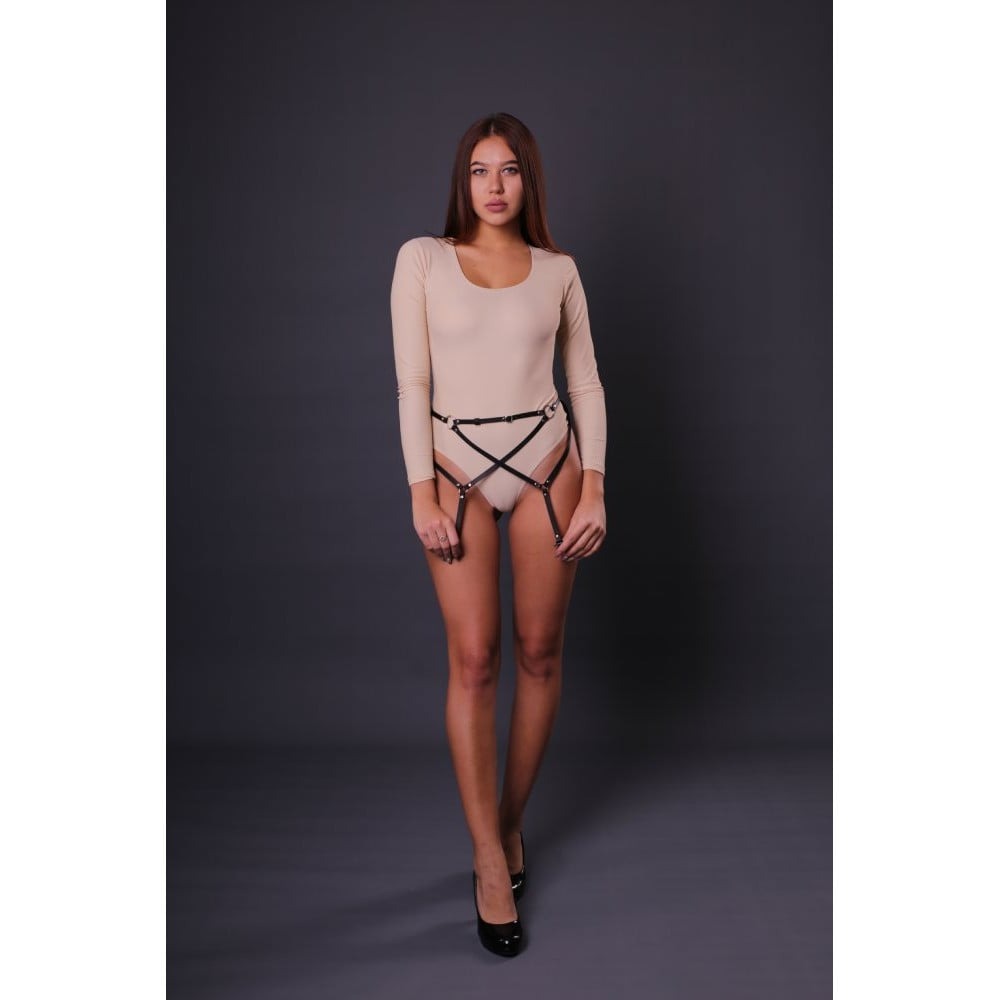 Різне - Пояс для панчох S4 Candy Hero, екошкіра, чорний, OS 3