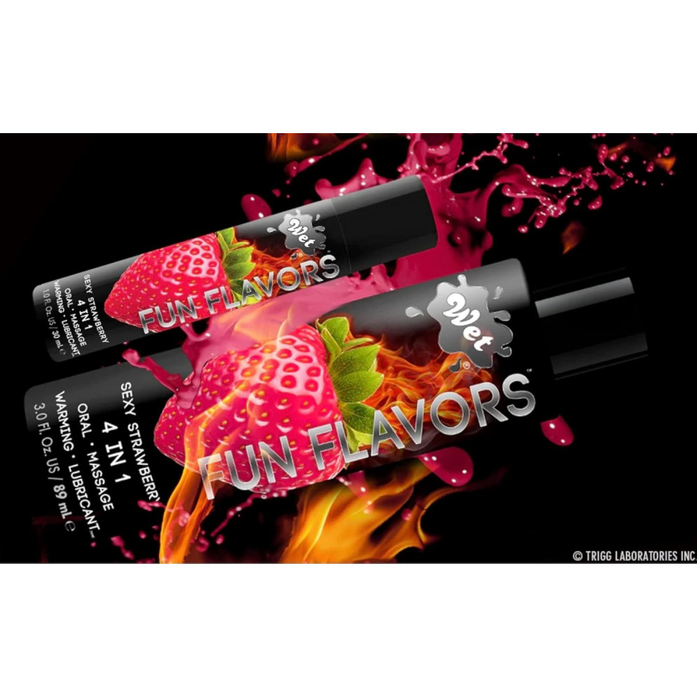  - Розігріваючий їстівний лубрикант 4 в 1 Wet Fun полуниця 30 мл 3