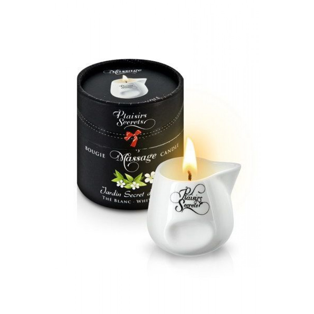 Массажные свечи - Массажная свеча Plaisirs Secrets White Tea (80 мл) подарочная упаковка, керамический сосуд