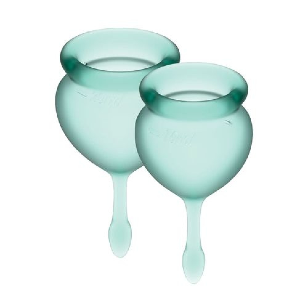 Менструальні чаші - Набір менструальних чаш Satisfyer Feel Good (dark green), 15мл і 20мл, мішечок для зберігання