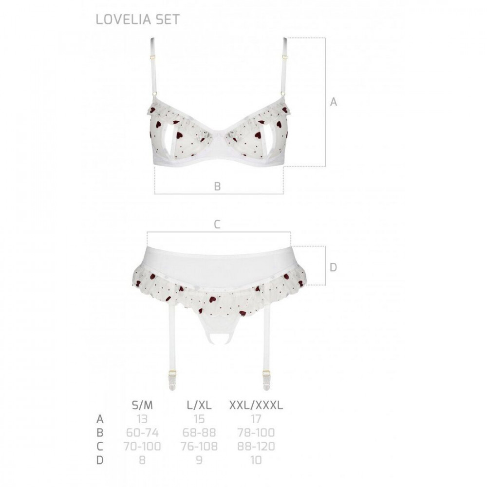 Эротические комплекты - Сексуальный комплект с поясом для чулок LOVELIA SET white S/M - Passion 1