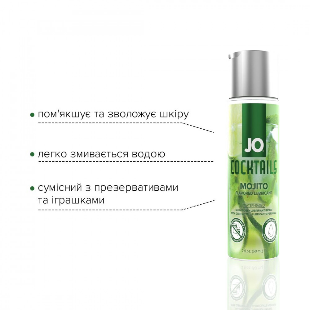 Оральные смазки - Лубрикант на водной основе System JO Cocktails - Mojito без сахара, растительный глицерин (60 мл) 4