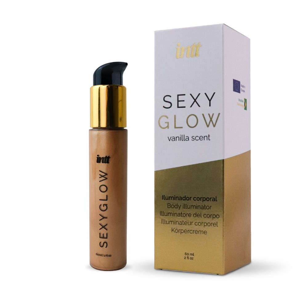 Интимная косметика - Крем-шиммер для тела Intt Sexy Glow (60 мл) с маслом ши и ароматом ванили, сияющая загорелая кожа