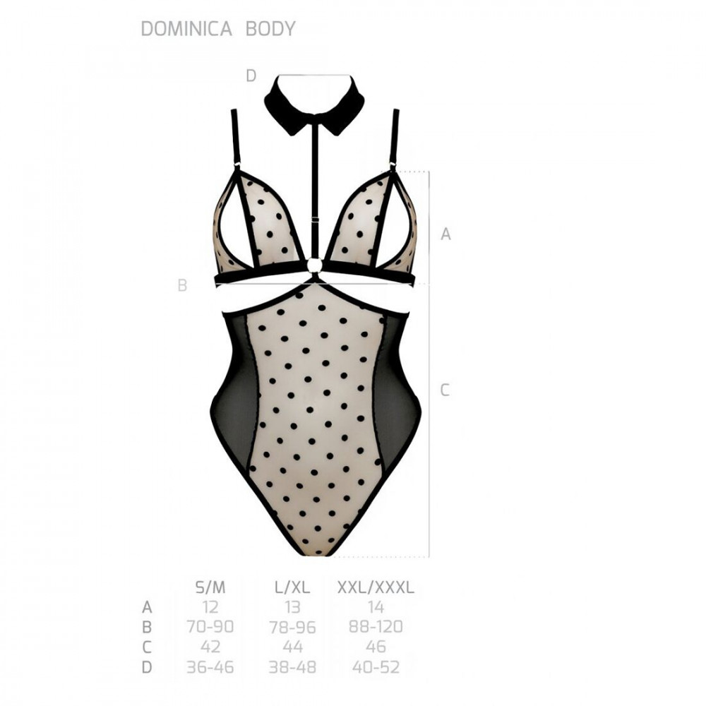 Эротическое боди - Боди с открытой грудью Passion DOMINICA BODY L/XL black, воротник-чокер, корсет 1