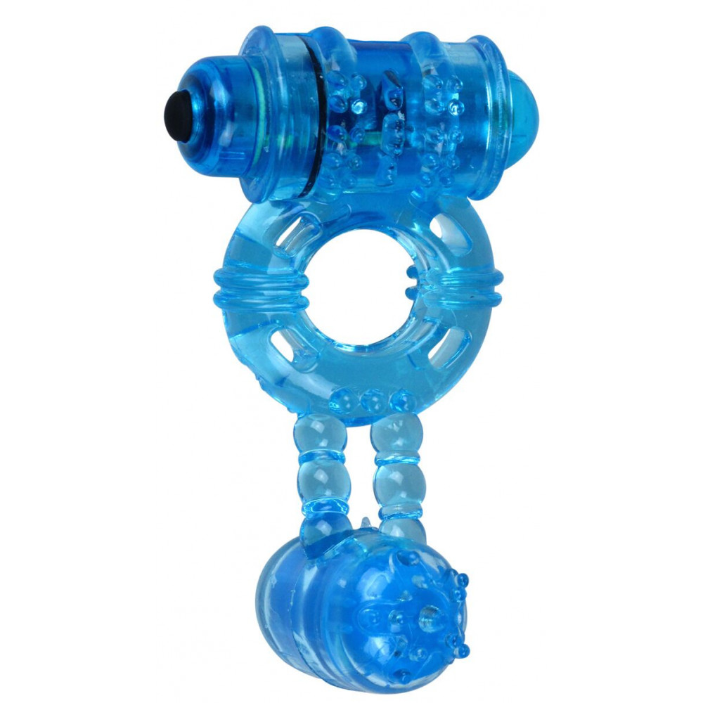 Эрекционные кольца с вибрацией - Эрекционное виброкольцо Alive Double Ding Ring Blue