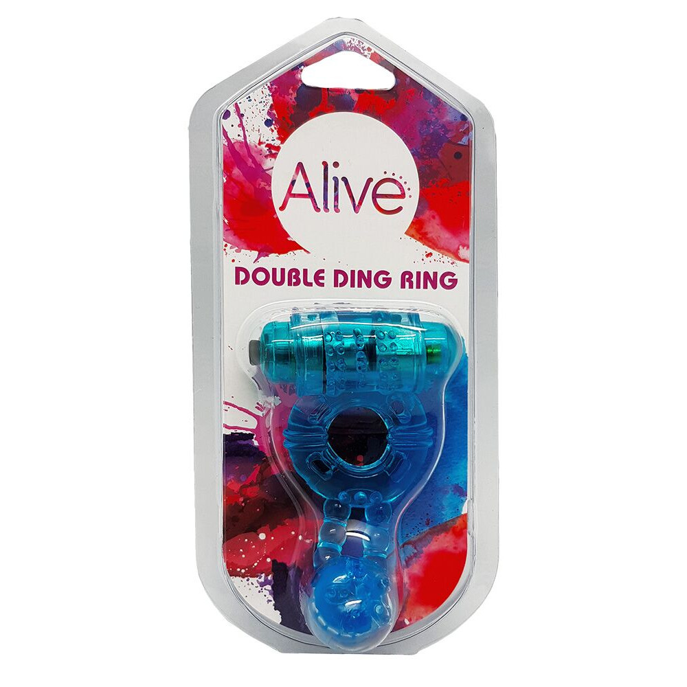Эрекционные кольца с вибрацией - Эрекционное виброкольцо Alive Double Ding Ring Blue 1