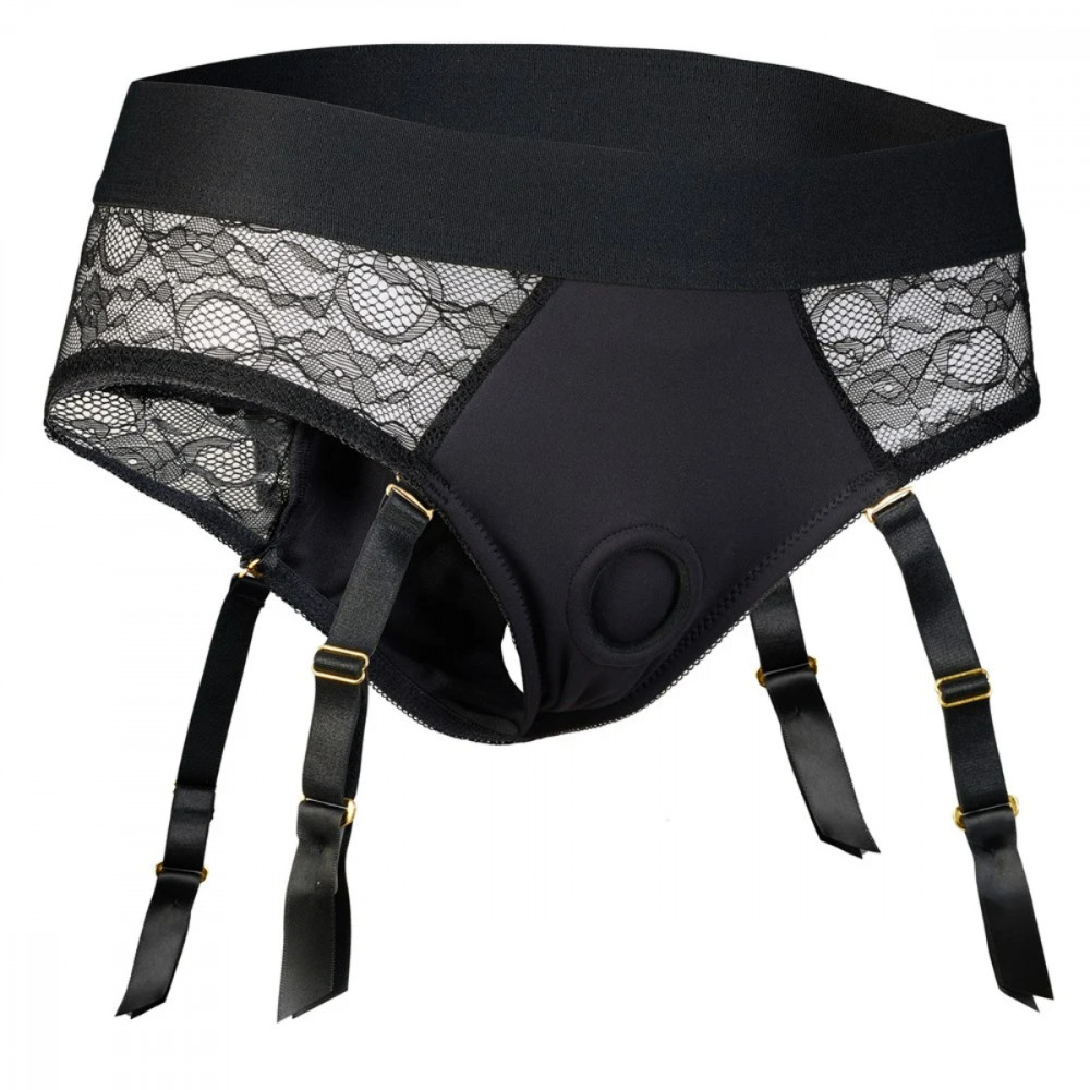 Страпоны - Страпон с трусиками-подвязками Dream Toys Bold Reva, черный, размер S 4