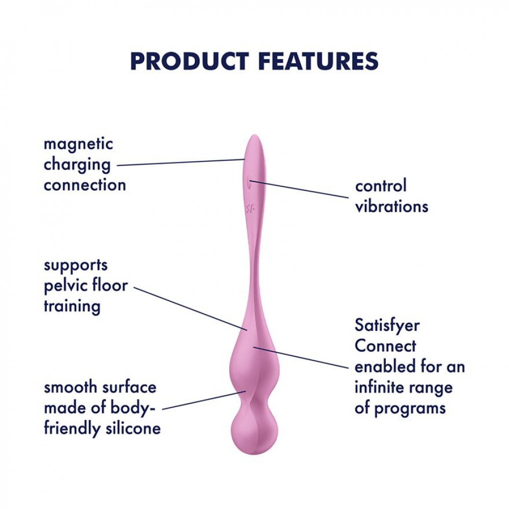 Вагинальные шарики - Вагинальные шарики с вибрацией Satisfyer Love Birds 1 Connect App Pink 5