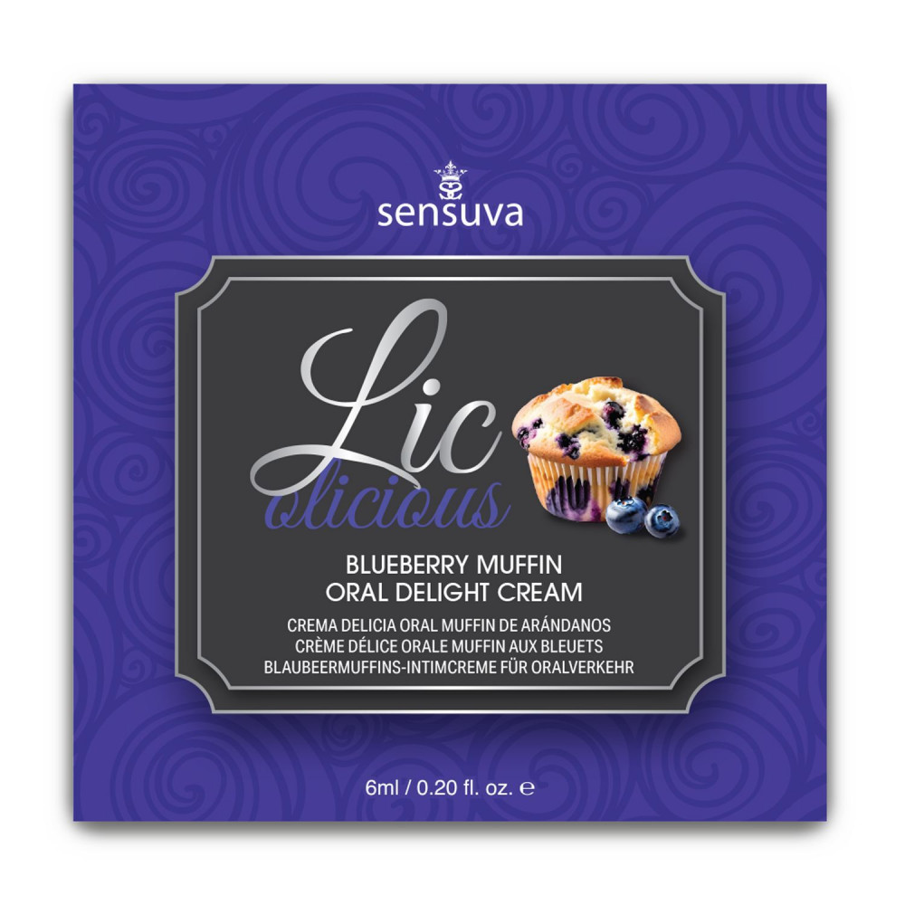 Стимулирующие средства и пролонгаторы - Пробник геля для минета Sensuva Lic-o-licious Blueberry Muffin (6 мл), маслянистый, без сахара