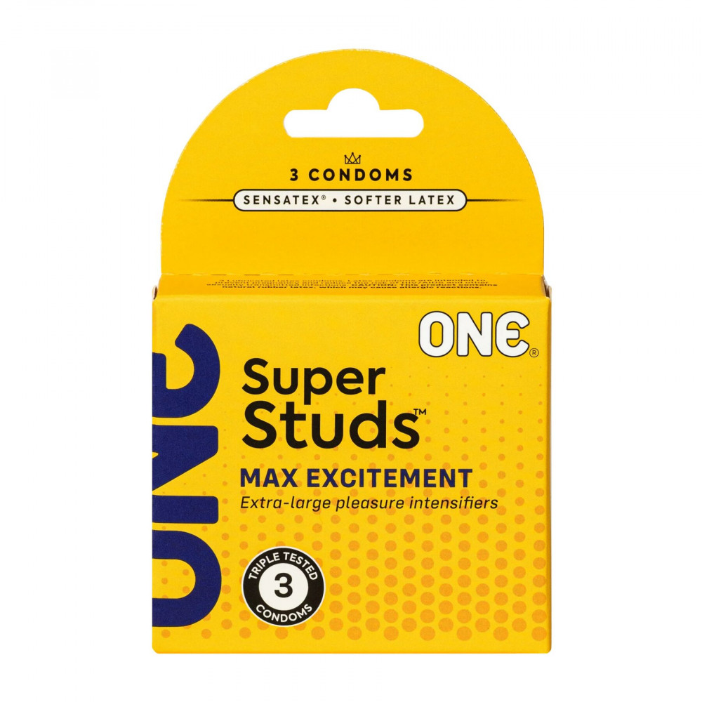 Презервативы - Презервативы ONE Super Studs 3 шт, картонная коробка