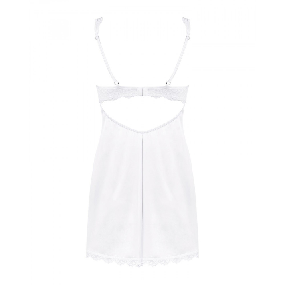 Сексуальные платья - Сорочка Obsessive Amor Blanco underwire chemise & thong white L/XL 3