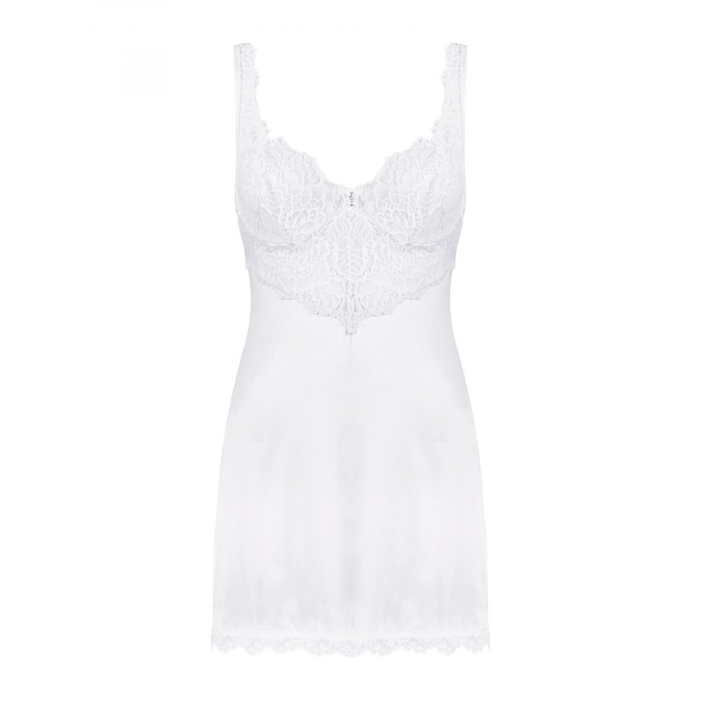 Сексуальные платья - Сорочка Obsessive Amor Blanco underwire chemise & thong white L/XL 2