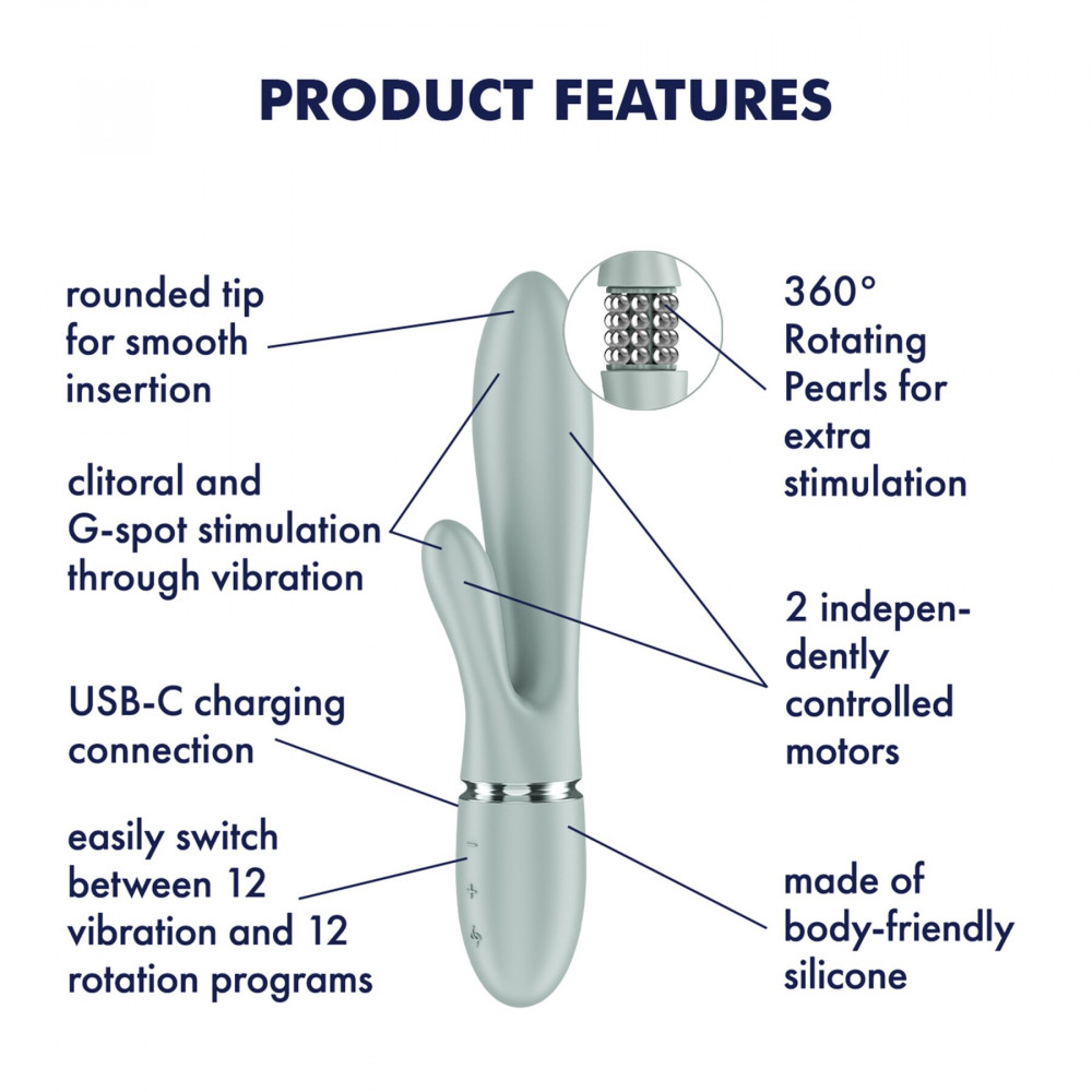 Вибратор-кролик - Вибратор-кролик Satisfyer Pearl Bunny 2 Greygreen 6