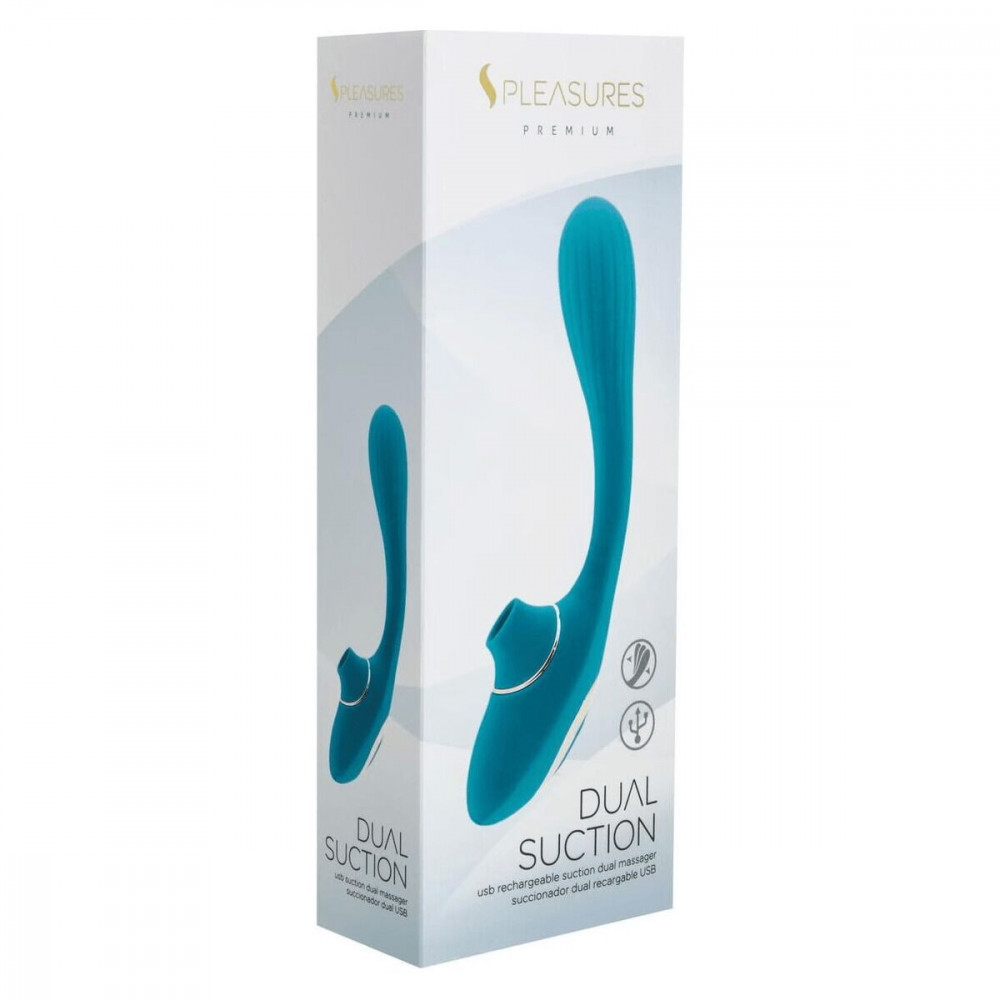 Іграшки для пар - Вібратор S Pleasures Dual Suction - Turquoise 4