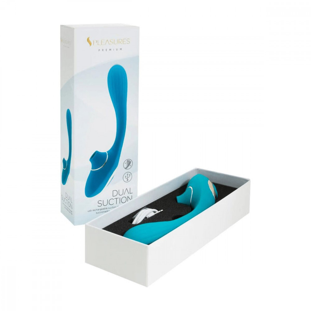 Іграшки для пар - Вібратор S Pleasures Dual Suction - Turquoise 3