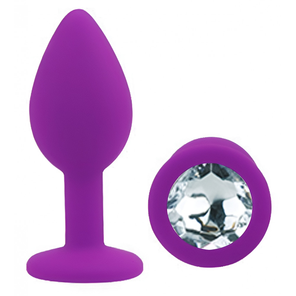 Разное - Силиконовая анальная пробка EGZO - Silicone Purple Round Plug Clear, size S 1