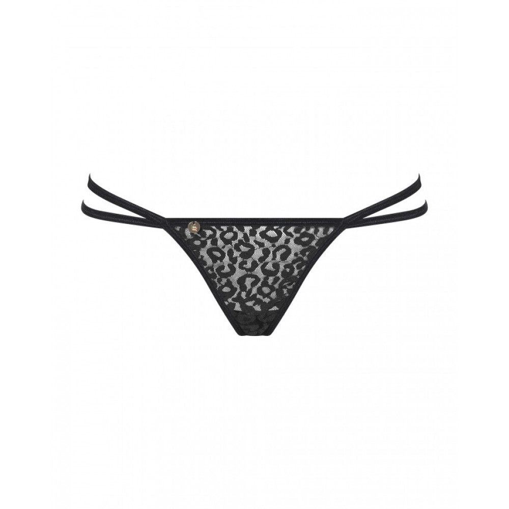 Эротическое белье - Трусики стринги с цепочками Obsessive Pantheria thong black L/XL 2