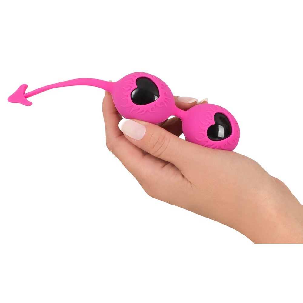 Секс игрушки - Вагинальные шарики со смещенным центром тяжести, розовые, силиконовые Devils Balls 4