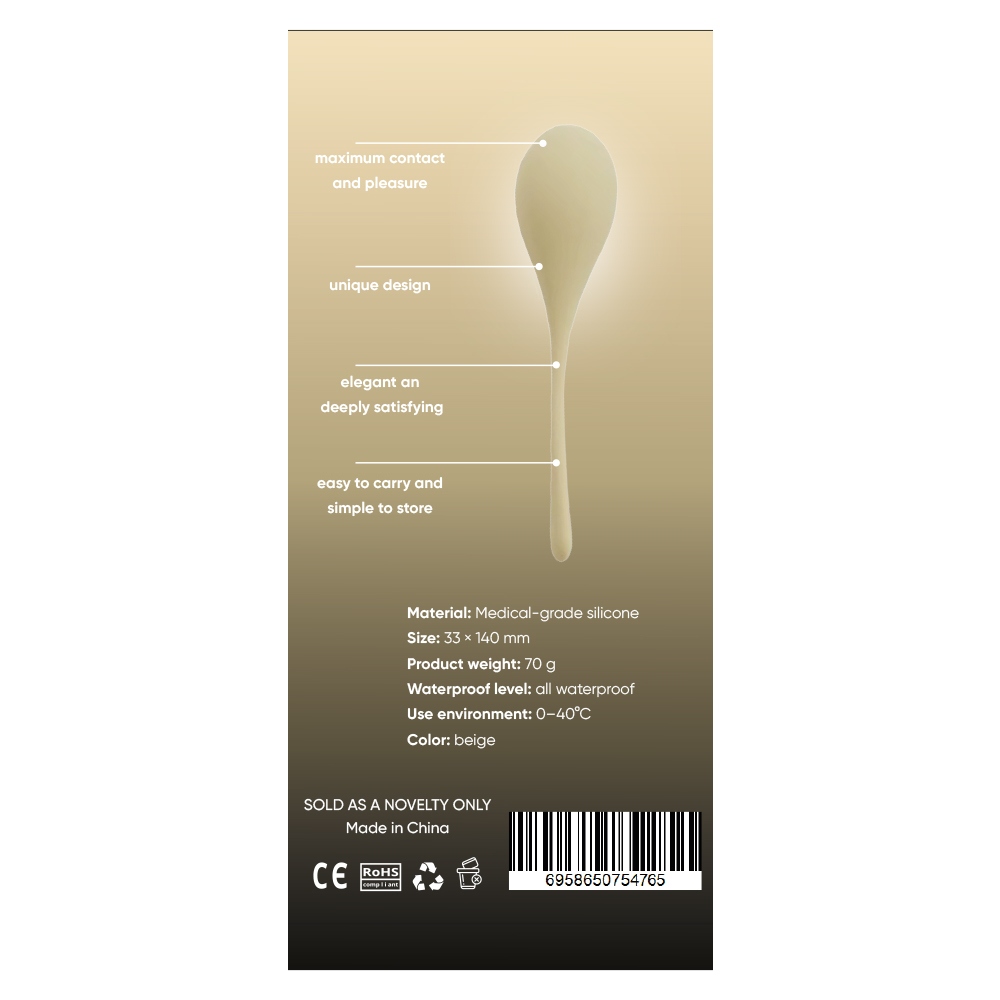 Вагинальные шарики и тренажеры - Вагинальный тренажёр Sweet Em в форме капли, с хвостиком, бежевый, 50 г, 3.3 х 14 см 2