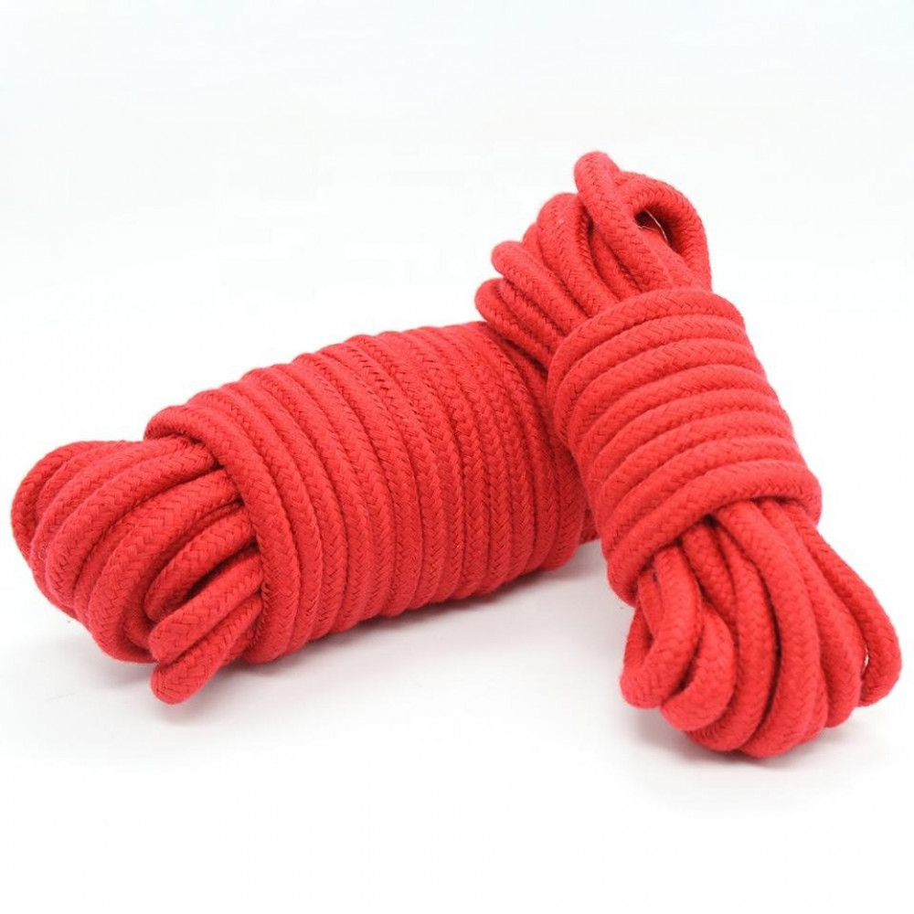БДСМ игрушки - Веревка для связывания 10 метров, наконечники металл, красная 2