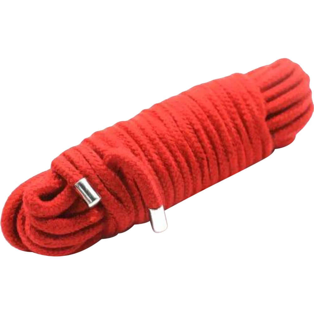 БДСМ игрушки - Веревка для связывания 10 метров, наконечники металл, красная