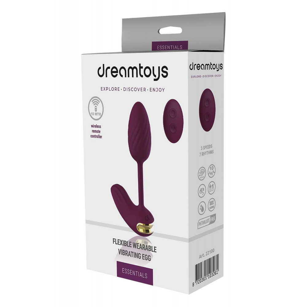 Разное - Виброяйцо гибкое с пультом управления Dream Toys Essentials, фиолетовый 3