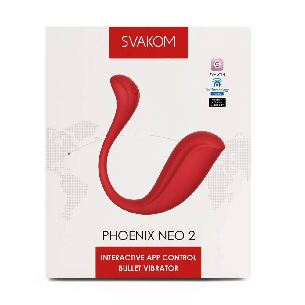 Секс игрушки - Виброяйцо с подключением к приложению, интерактивное Svakom Phoenix Neo 2 красное, 11.8 х 3 см 2