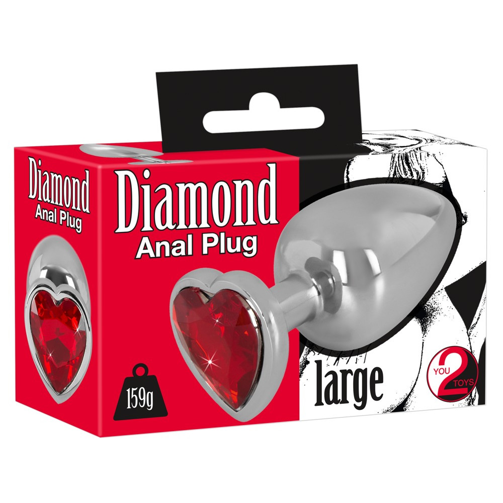 Секс игрушки - Анальная металлическая пробка с камнем Diamond Butt Plug large