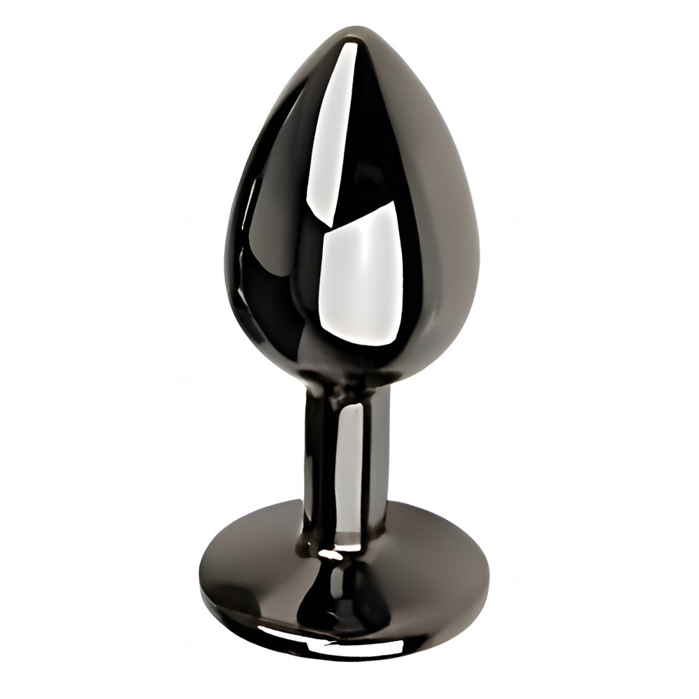 Анальные игрушки без вибрации - Анальная пробка с кристаллом EGZO - Dark Gray Round Plug Purple, size S 2