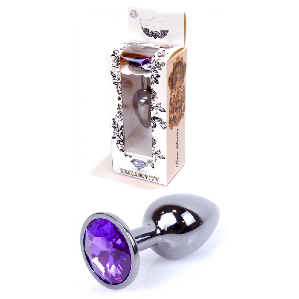 Анальные игрушки - Анальная пробка Boss Series - Jewellery Dark Silver PLUG Purple S, BS6400034