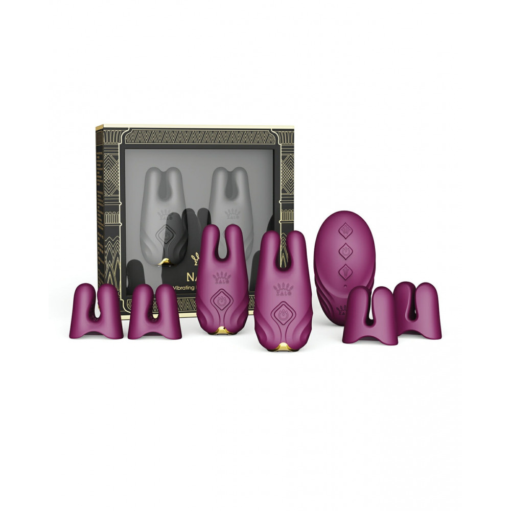 БДСМ игрушки - Беспроводные вибрирующие зажимы для сосков ZALO Nave Vibrating Nipple Clamps фиолетовый 1