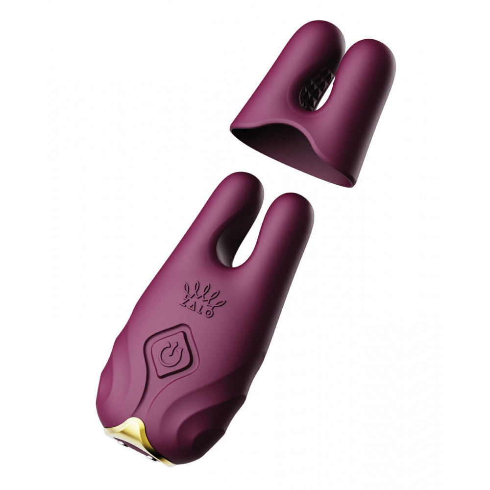 БДСМ игрушки - Беспроводные вибрирующие зажимы для сосков ZALO Nave Vibrating Nipple Clamps фиолетовый 4