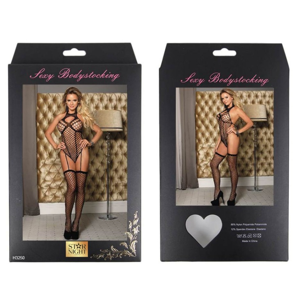 Різне - Комбінезон у сітку з імітацією панчох Star Night, чорний 3